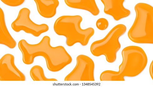 Orange juice drops. Seamless vector pattern. 3d realistic