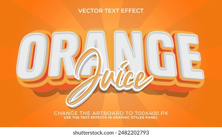 orange juice editable 3d text effect template bold typography and abstract style drinks logo and brand