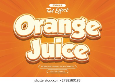 Orange juice editable text effect with 3d text style