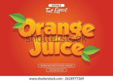 Orange juice editable text effect with leaf decoration