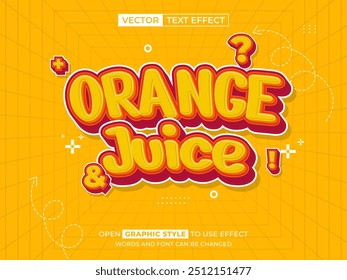 orange juice  editable text, font effect, 3d text for title