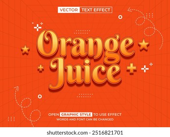 Texto editable de zumo de naranja, efecto de fuente, texto 3D para título