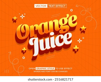 suco de laranja texto editável, efeito de fonte, texto 3d para título