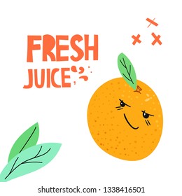 Orange juice flat hand drawn vector illustration