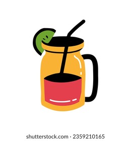 Orange Juice Flat Style Icon. Cartoon Vector Illustration