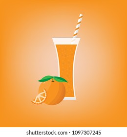 Orange juice in flat style.Vector illustration.
