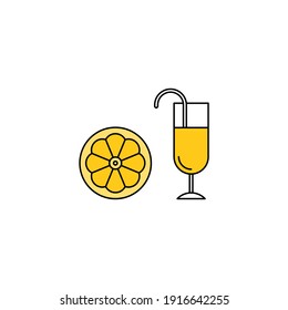 Orangensaft, flache Vektorsymbol. Cocktail-flache Vektorsymbol