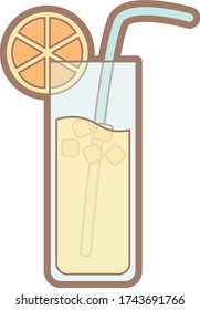 Orange Juice flat vector illustration with pastel color and outline