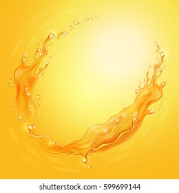  Orange juice frame. Splashes. Vector illustration. A splash can be used as a transparent object.