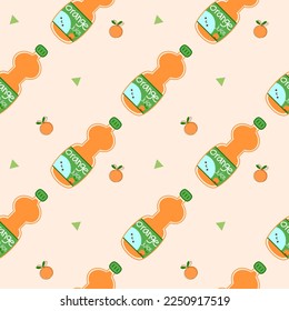 Orange juice so fresh bottling.orange triangle background.pattern seamless vector illustration.