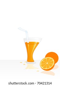 Orange juice and fresh oranges