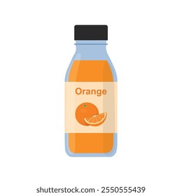 Orange juice. Fresh orange juice packed bottle vector illustration.