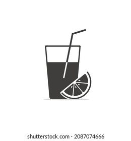 Orange juice fruit glass icon, Vector drink symbol isolated illustration.