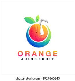 orange juice fruit logo design
