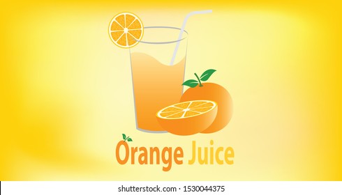 Orange juice with orange fruit on the side, can be used for labels, logos, banners and others. vector illustration