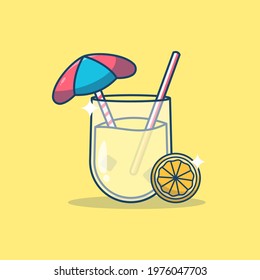 Orange Juice with Orange Fruit vector illustration Summer Drink Illustration