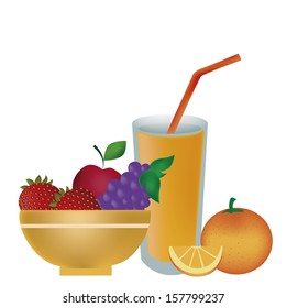 an orange juice with a lot of fruits for breakfast
