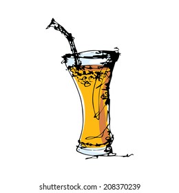 orange juice in glass 