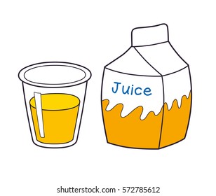 Orange juice glass and box vector isolated.