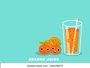 orange juice in glass comic vector