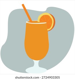 Jugo de naranja. Vaso con jugo de naranja con bebida de naranja