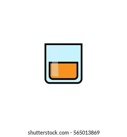 Orange juice in glass flat line icon