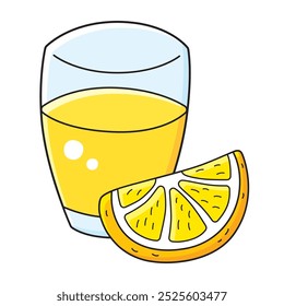 Orange juice glass with an orange fruit slice isolated vector illustration
