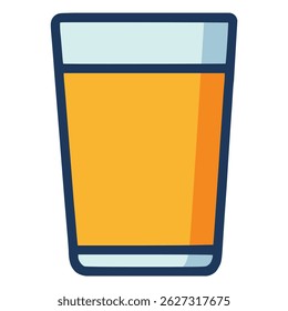 orange juice in a glass healthy drink beverage fruit nature flat color vector illustration template design