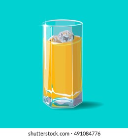Orange juice. A glass of orange juice and ice. Vector