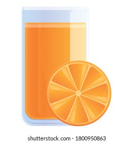 Orange juice glass icon. Cartoon of orange juice glass vector icon for web design isolated on white background