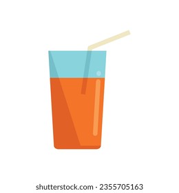 Orange juice glass icon flat vector. Diet food. Health nutrition isolated