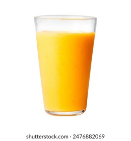 Orange juice glass isolated on white background. Realistic orange juice glass