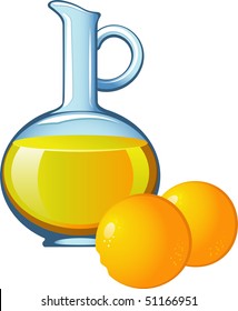 Orange juice in a glass jar. Vector illustration. Over white