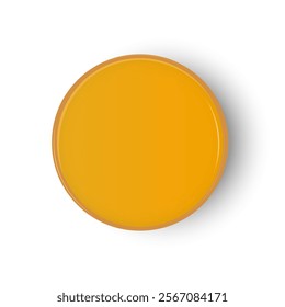Orange juice in a glass, round vector illustration icon.