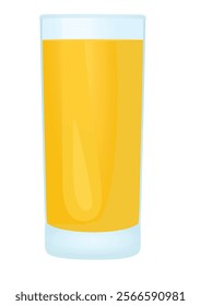 Orange juice in glass, vector