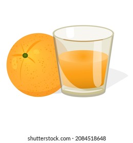 Orange juice in glass. Vector cartoon ilustration isolated on white background.