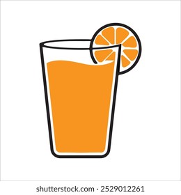The orange juice glass in vector file on white background.