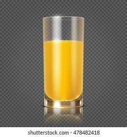 Orange juice in glass vector illustration. Useful drink in glossy tableware