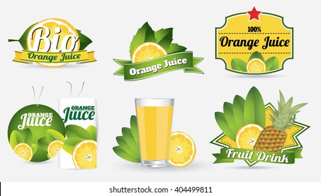 orange juice graphics vector set