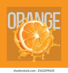 orange, orange juice, hand drawn vector illustration