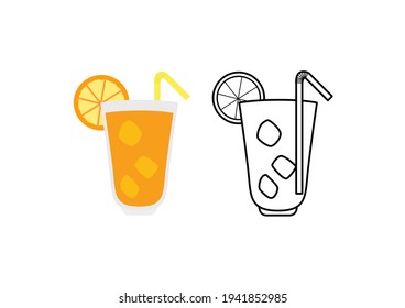 Orange juice for healthy on white background. Summer drinks,  juice icon. Vector illustration.