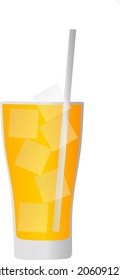 Orange juice ice drink vector