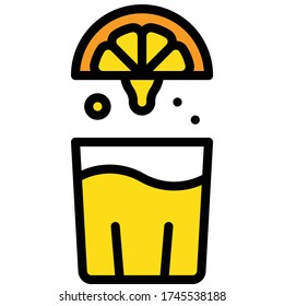 Orange juice icon, Beverage filled style vector illustration