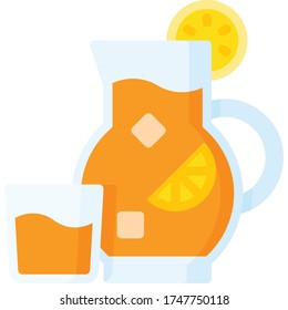 Orange juice icon, Beverage flat style vector illustration