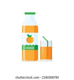 Orange juice icon in flat style. Fruit beverage vector illustration on isolated background. Citrus drink sign business concept.
