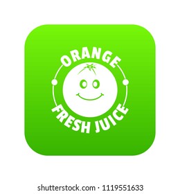 Orange juice icon green vector isolated on white background