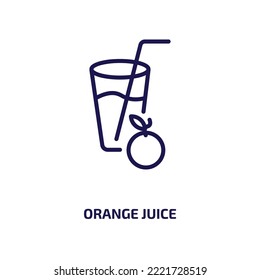 orange juice icon from health and medical collection. Thin linear orange juice, fruit, juice outline icon isolated on white background. Line vector orange juice sign, symbol for web and mobile