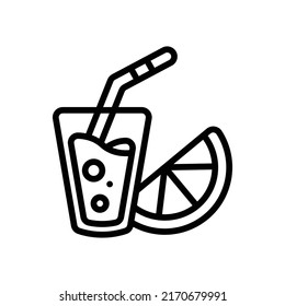 Orange Juice Icon. Line Art Style Design Isolated On White Background