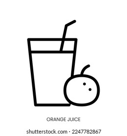 orange juice icon. Line Art Style Design Isolated On White Background
