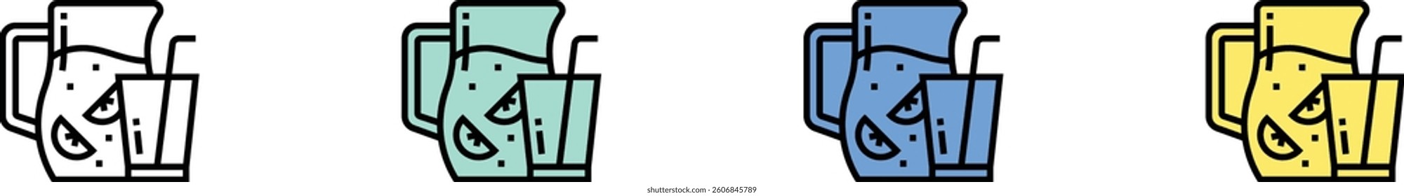 orange juice icon. Outline, Green, Blue and Yellow Style Design Isolated On White Background